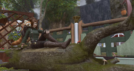 Chillin in her yard